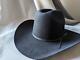 Vintage 7-1/2 Cowboy Hat Resistol Black 3x Fur Felt Long Oval Chute Boss Beaver