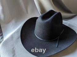 Vintage 7-1/2 cowboy hat RESISTOL black 3X fur felt LONG OVAL chute boss beaver