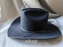 Vintage 7-1/2 cowboy hat RESISTOL black 3X fur felt LONG OVAL chute boss beaver