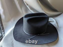 Vintage 7-1/2 cowboy hat RESISTOL black 3X fur felt LONG OVAL chute boss beaver