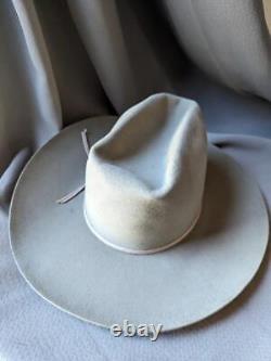Vintage 7-1/4 cowboy hat MILLER BROS tan 3X BEAVER fur felt WESTERN