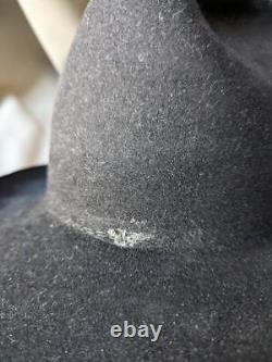 Vintage 7-3/8 cowboy hat MILLER HATS black 8X BEAVER fur felt