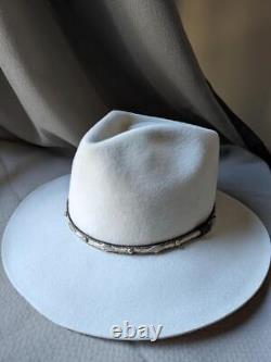 Vintage 7-3/8 cowboy hat MILLER HATS silver gray 8X BEAVER fur felt