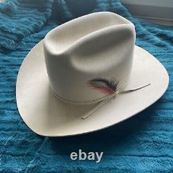 Vintage 80's STETSON 5X Beaver Fur Felt Chisholm Light Tan Cowboy Hat Size 7 1/8