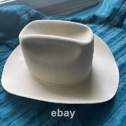 Vintage 80's STETSON 5X Beaver Fur Felt Chisholm Light Tan Cowboy Hat Size 7 1/8