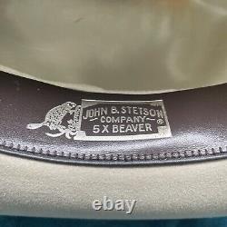 Vintage 80's STETSON 5X Beaver Fur Felt Chisholm Light Tan Cowboy Hat Size 7 1/8