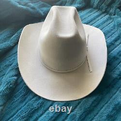 Vintage 80's STETSON 5X Beaver Fur Felt Chisholm Mist Grey Cowboy Hat Size 7.25