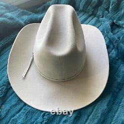 Vintage 80's STETSON 5X Beaver Fur Felt Chisholm Mist Grey Cowboy Hat Size 7.25