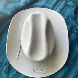 Vintage 80's STETSON 5X Beaver Fur Felt Chisholm Mist Grey Cowboy Hat Size 7.25