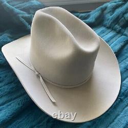 Vintage 80's STETSON 5X Beaver Fur Felt Chisholm Mist Grey Cowboy Hat Size 7.25