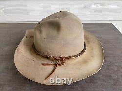 Vintage Antique Cavalry Scout 7X Beaver Felt 7 1/4 Cowboy Gus Rugged Hat 58cm