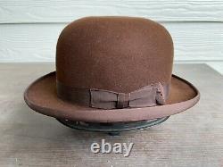 Vintage Antique Knox 1900s Fedora Beaver Felt Bowler Cowboy Hat 7 Brown Western