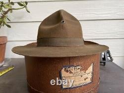 Vintage Antique Rugged Old West Resistol Cowboy Hat 7 1/8 Military Cavalry WWI