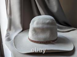 Vintage BEAVER 3X fur felt COWBOY xxx 7-1/2 texas USA made WESTERN gray hat