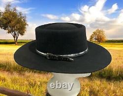 Vintage BEAVER BRAND Sz 6 3/4-54 Western Cowboy Hat Custom Black 5X Fur Felt USA