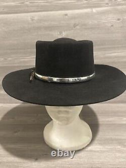 Vintage BEAVER BRAND Sz 6 3/4-54 Western Cowboy Hat Custom Black 5X Fur Felt USA