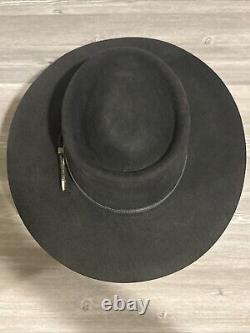 Vintage BEAVER BRAND Sz 6 3/4-54 Western Cowboy Hat Custom Black 5X Fur Felt USA