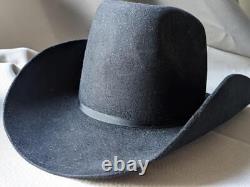 Vintage BEAVER BRAND cowboy hat 6-7/8 black 10X fur felt CUSTOM MADE western