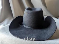 Vintage BEAVER BRAND cowboy hat 6-7/8 black 10X fur felt CUSTOM MADE western