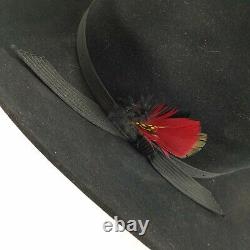 Vintage Bailey 5X Beaver Cowboy Hat with feather band (7 black)