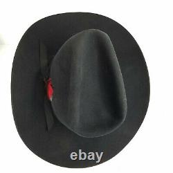 Vintage Bailey 5X Beaver Cowboy Hat with feather band (7 black)