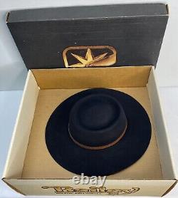 Vintage Bailey Black Cowboy Hat Genuine Beaver Size 6 7/8 New In Original Box