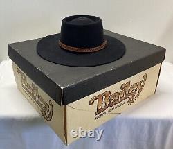 Vintage Bailey Black Cowboy Hat Genuine Beaver Size 6 7/8 New In Original Box