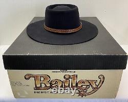 Vintage Bailey Black Cowboy Hat Genuine Beaver Size 6 7/8 New In Original Box