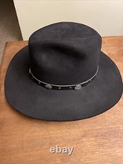 Vintage Beaver Brand 4X Cowboy Hat 7 1/4 Style 8777-4 Solid Black With Band