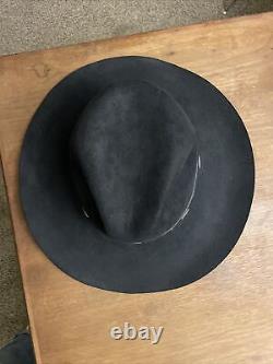 Vintage Beaver Brand 4X Cowboy Hat 7 1/4 Style 8777-4 Solid Black With Band
