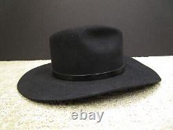 Vintage Beaver Brand Cowboy Hat Men 6 5/8 Black Western 5X Felt Cattleman Band