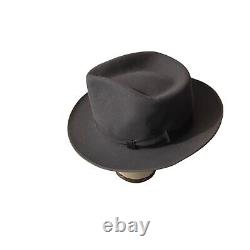 Vintage Beaver Brand Hat XXXXX Fur Felt Cowboy Fedora 5X Grey Solid Clean Sz Med