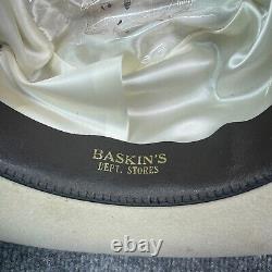 Vintage Beaver Hats Baskin's Dept. Stores Size 7 Ivory Cream Oval Western