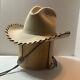 Vintage Beaver Hats Cowboy Cowgirl Hat Leather Wrapped Brim Rare Custom 6 7/8