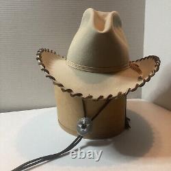 Vintage Beaver Hats Cowboy Cowgirl Hat Leather Wrapped Brim Rare Custom 6 7/8