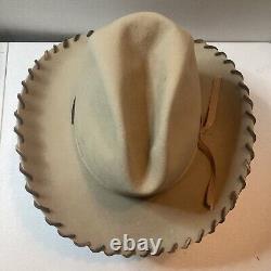 Vintage Beaver Hats Cowboy Cowgirl Hat Leather Wrapped Brim Rare Custom 6 7/8