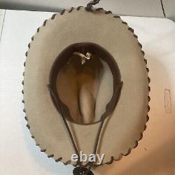 Vintage Beaver Hats Cowboy Cowgirl Hat Leather Wrapped Brim Rare Custom 6 7/8