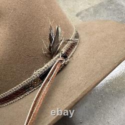 Vintage Beaver Hats Cowboy Hat Size 7 1/4-58 Kangaroo Fur Felt 5X Long Oval NOS