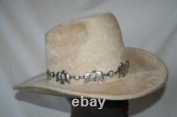 Vintage Biltmore Cowboy Hat Cream Long Hair Beaver Felt Fedora Thunderbird Band