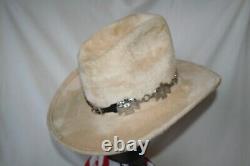 Vintage Biltmore Cowboy Hat Cream Long Hair Beaver Felt Fedora Thunderbird Band