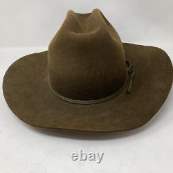 Vintage Bull Rider Beaver Hat Cowboy Size 7 1/8 Buckskin Tuff Good Condition