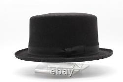 Vintage Custom Catalena Hatters Black 5X Beaver Felt Top Hat Made in Bryan Texas