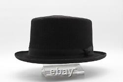 Vintage Custom Catalena Hatters Black 5X Beaver Felt Top Hat Made in Bryan Texas