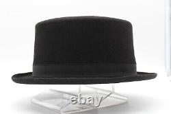 Vintage Custom Catalena Hatters Black 5X Beaver Felt Top Hat Made in Bryan Texas