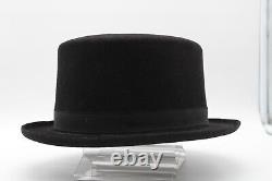 Vintage Custom Catalena Hatters Black 5X Beaver Felt Top Hat Made in Bryan Texas