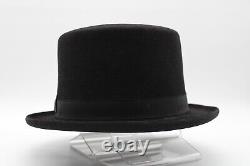 Vintage Custom Catalena Hatters Black 5X Beaver Felt Top Hat Made in Bryan Texas