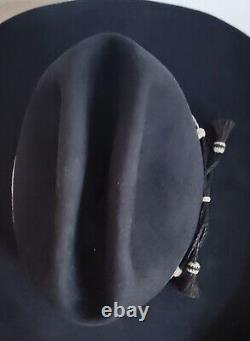 Vintage Custom TEXAS HATTERS Rancher Cowboy Hat Black Beaver 7 1/4 or 23 AUSTIN