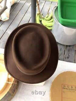 Vintage Excellent 1950s Dobbs Beaver Fifteen Brown 7-1/8 & Box Stetson