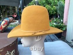 Vintage Excellent 1960s Resistol Beaver 20 Open Crown / Tom Mix Cowboy Hat 7-1/4