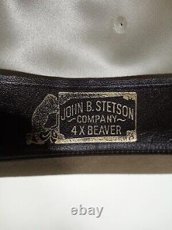 Vintage J. B. Stetson XXXX Beaver Brown Cowboy Hat WithFeathers Size 7. 4 5/8 Brim